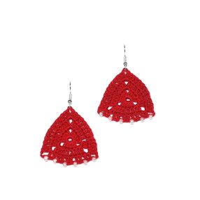 Piros horgolt fülbevaló
